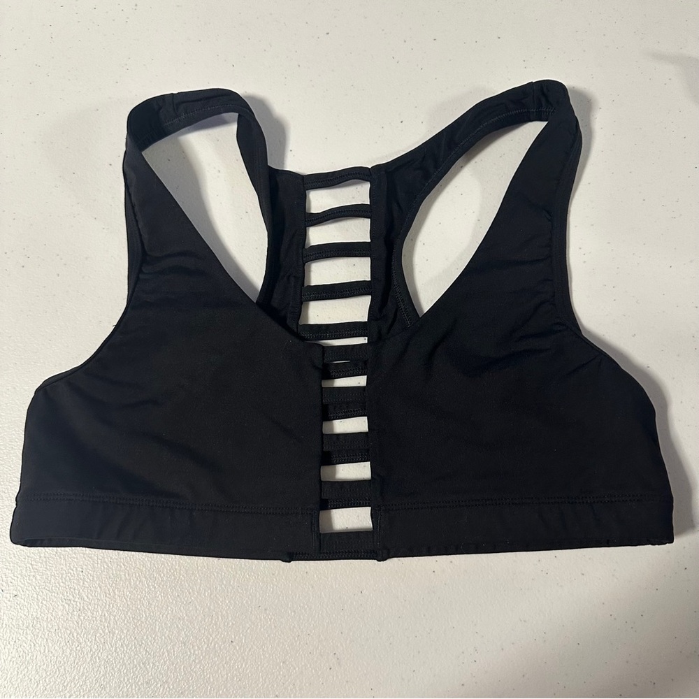 PINK Victoria's Secret Black Ladder-Back Sports Bra